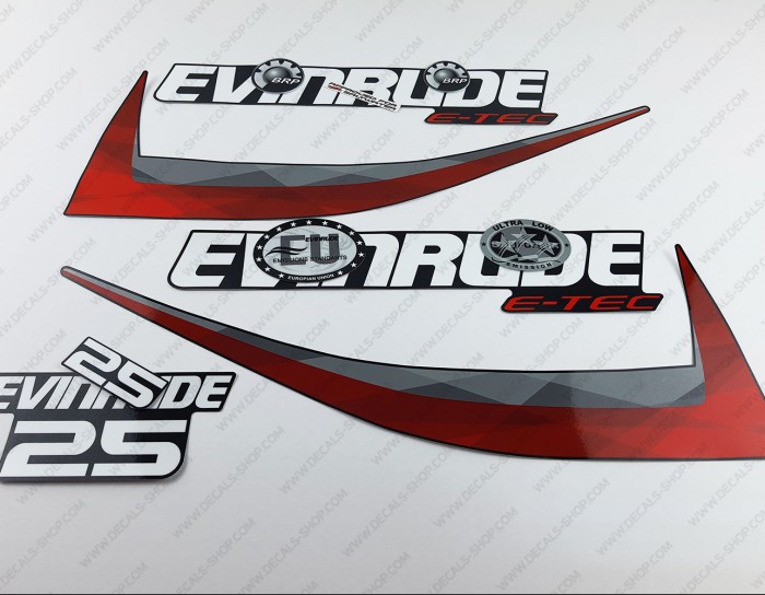 Evinrude 25HP E-tec 2011-2014 Graphite Cowl Outboard Decal Kit